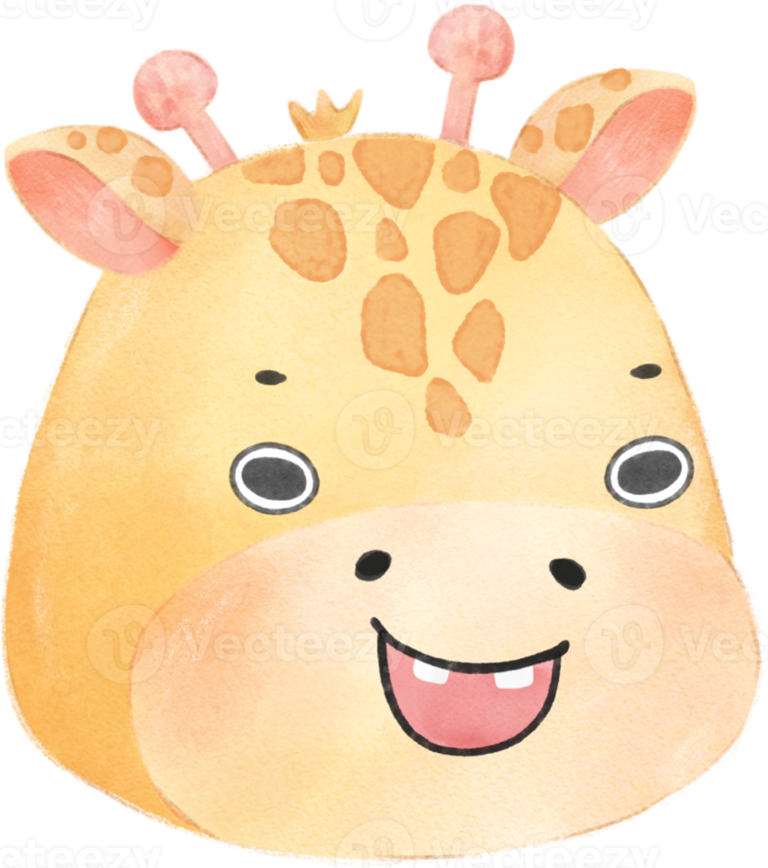 cute watercolour baby giraffe face head emotion expressing nursery hand drawn png