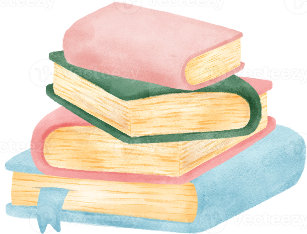 pile of cute watercolour sweet pastel modern closed book cartoon illustration png