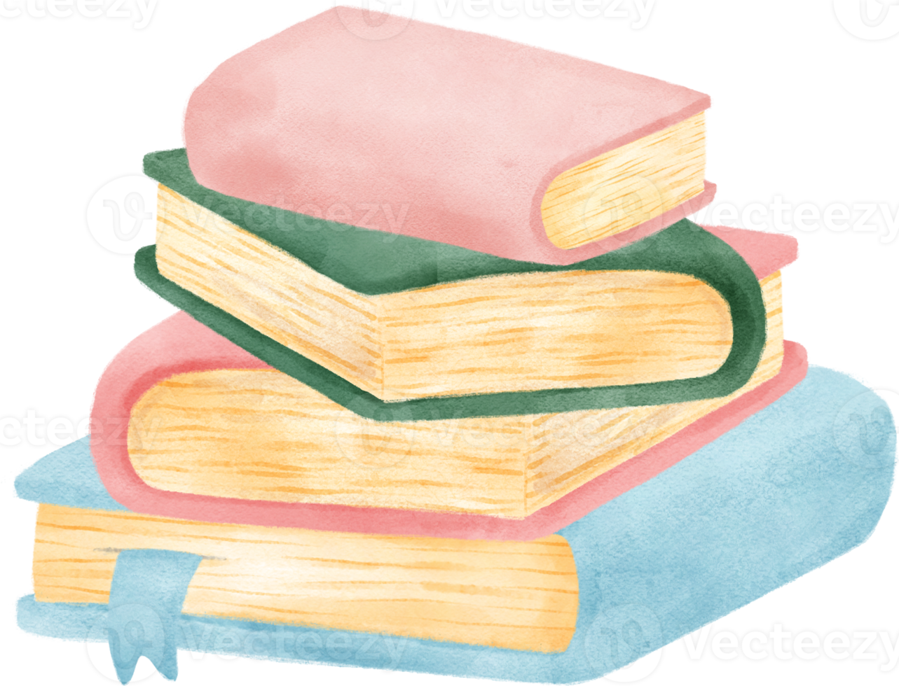 pile of cute watercolour sweet pastel modern closed book cartoon illustration png