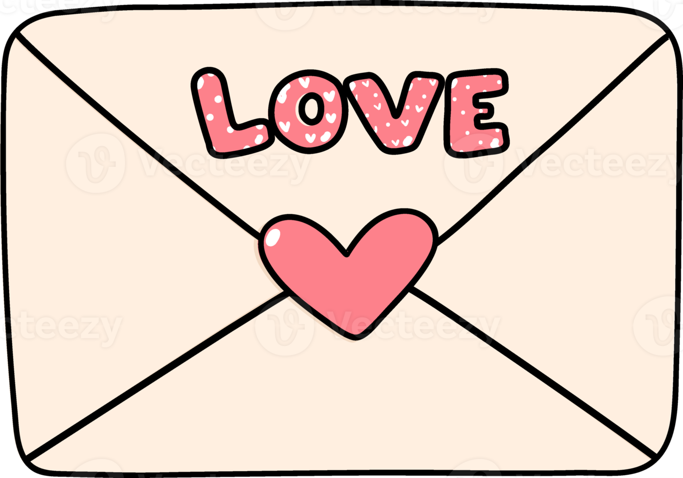 cute sweet  love letter Valentine mail cartoon hand drawing png