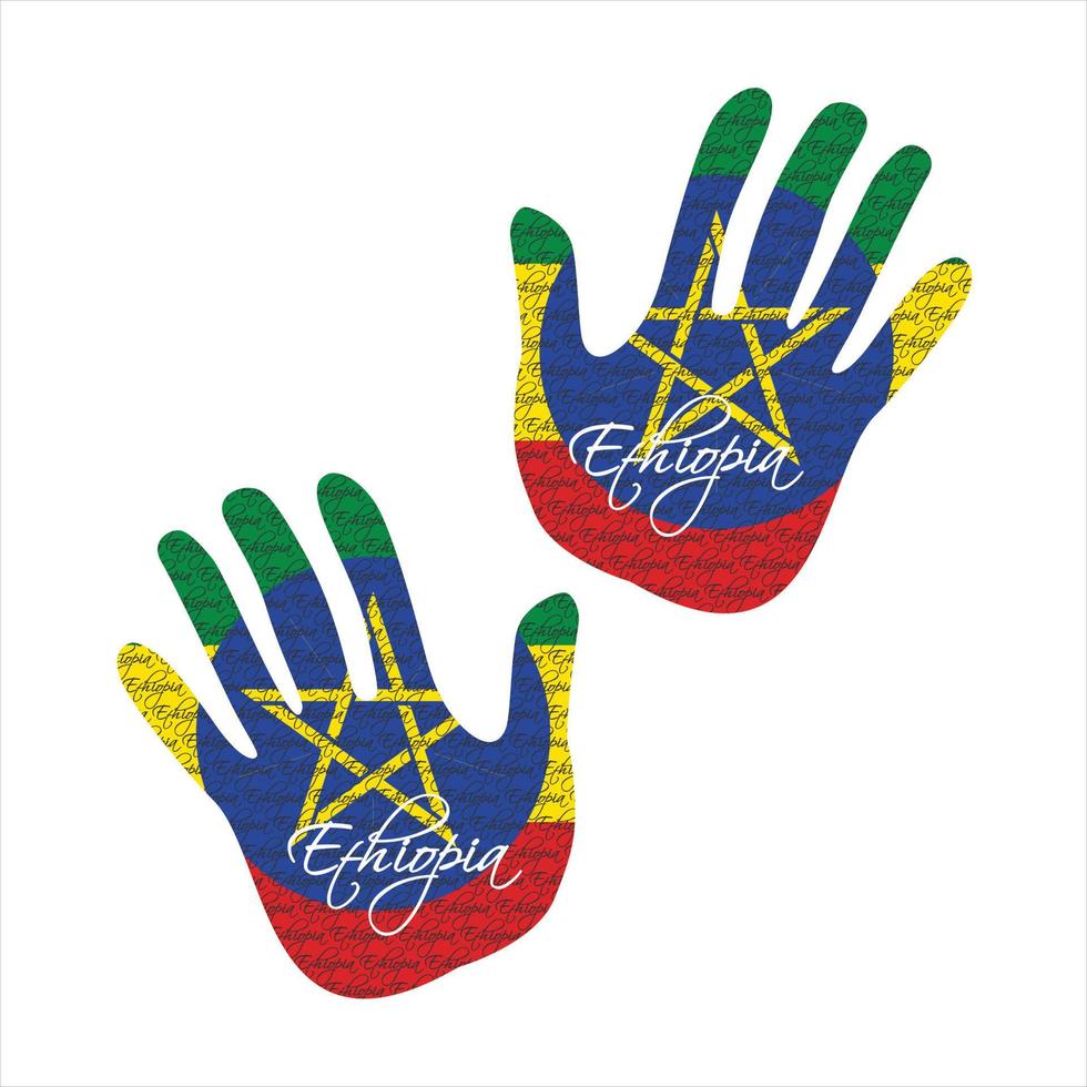 Etiopía bandera mano vector ilustración