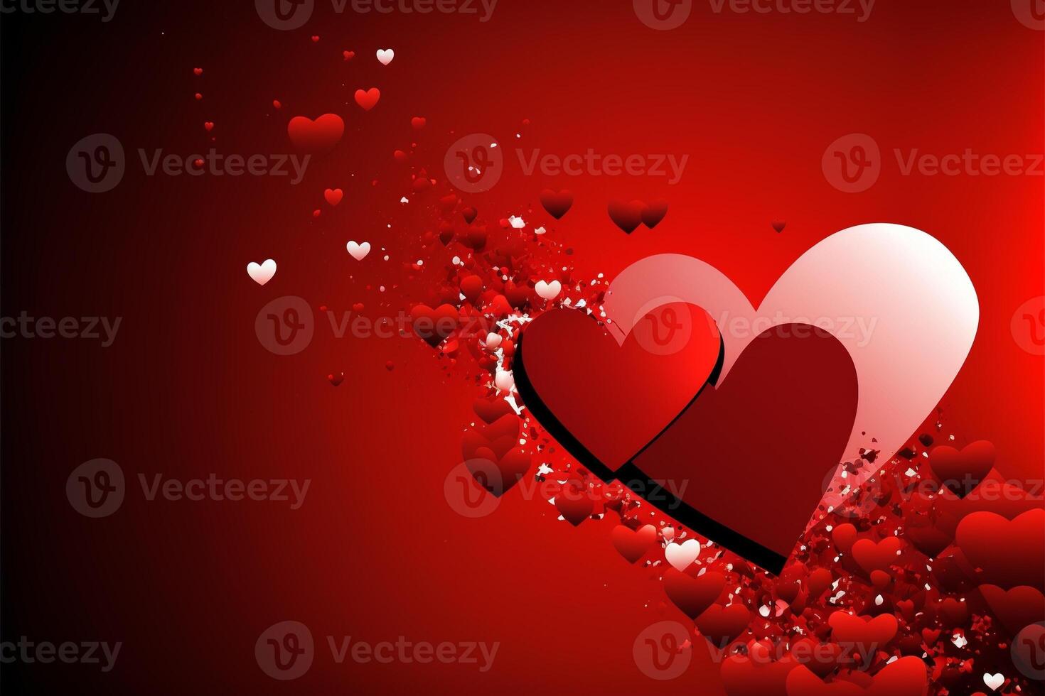 Patterned red hearts on red background valentine's day. photo