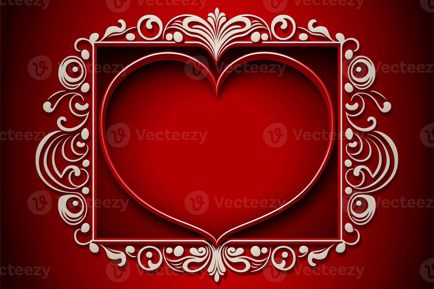 Patterned red hearts on red background valentine's day. photo
