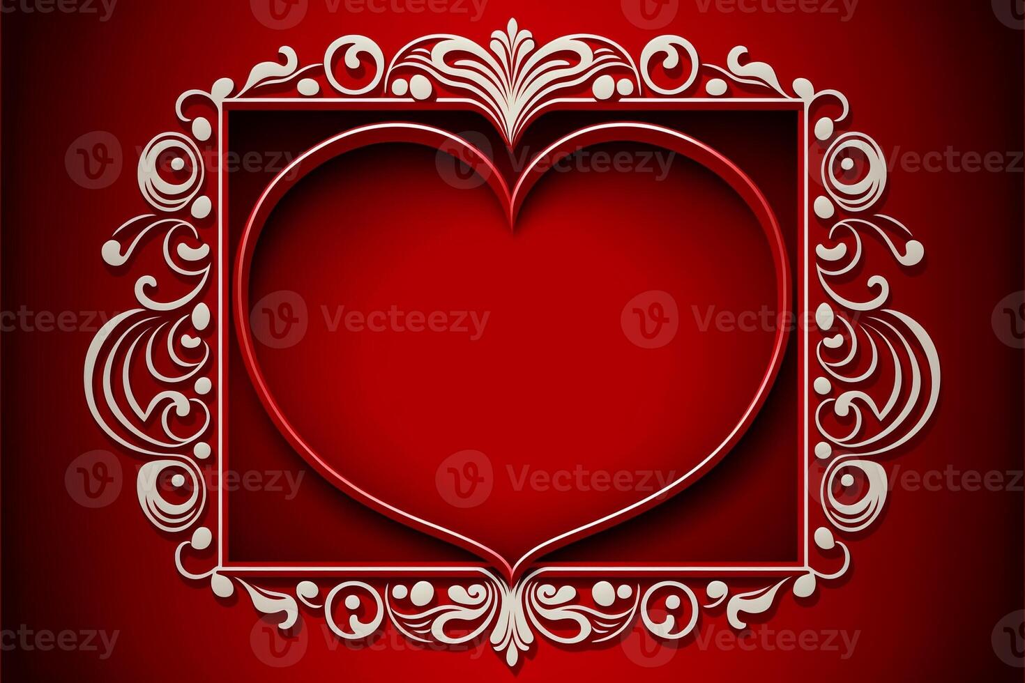 Patterned red hearts on red background valentine's day. photo