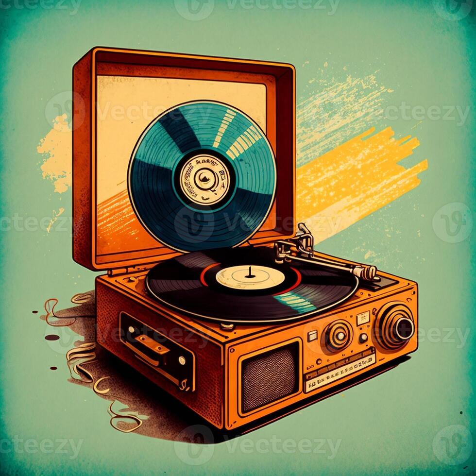 Illustration of turntable with . photo