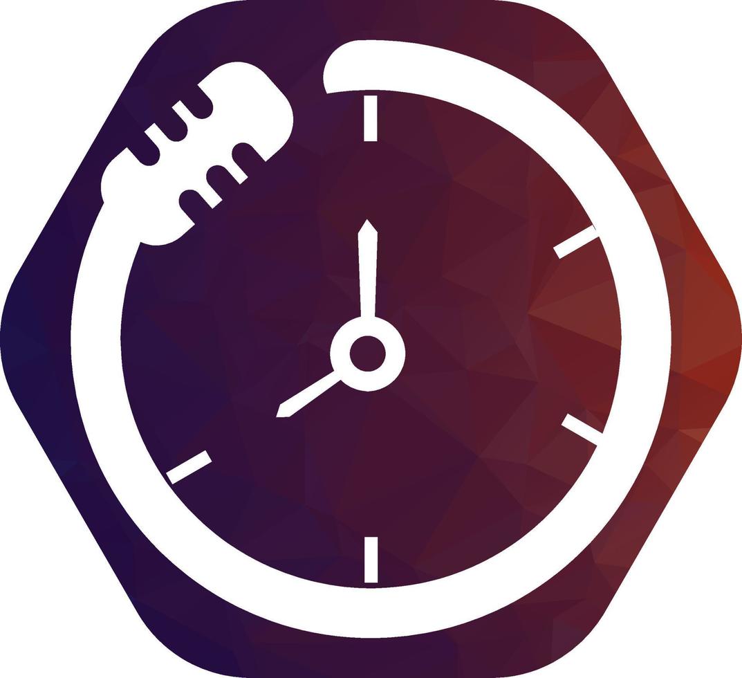 plantilla de diseño de logotipo de vector de tiempo de podcast. icono de diseño de logotipo de vector de reloj de micrófono.