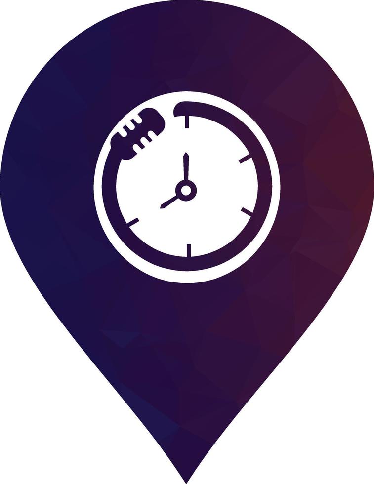 Podcast time vector logo design template. Mic clock vector logo design icon.
