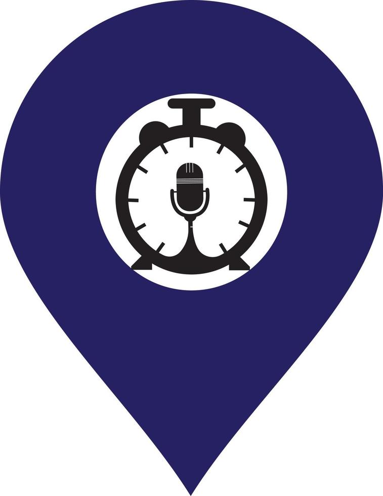 plantilla de diseño de logotipo de vector de tiempo de podcast. icono de diseño de logotipo de vector de reloj de micrófono.