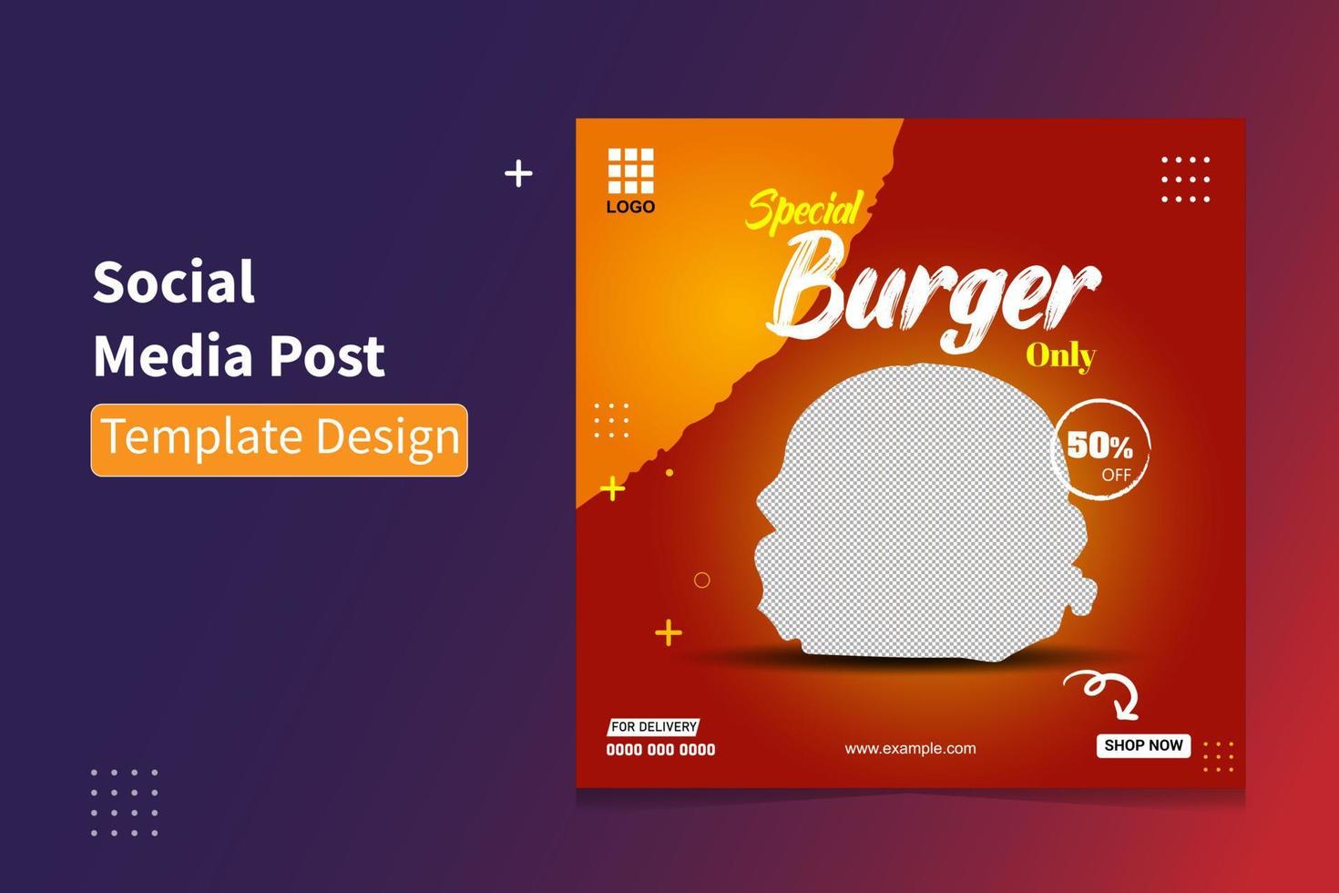 súper delicioso comida menú social medios de comunicación enviar bandera modelo vector