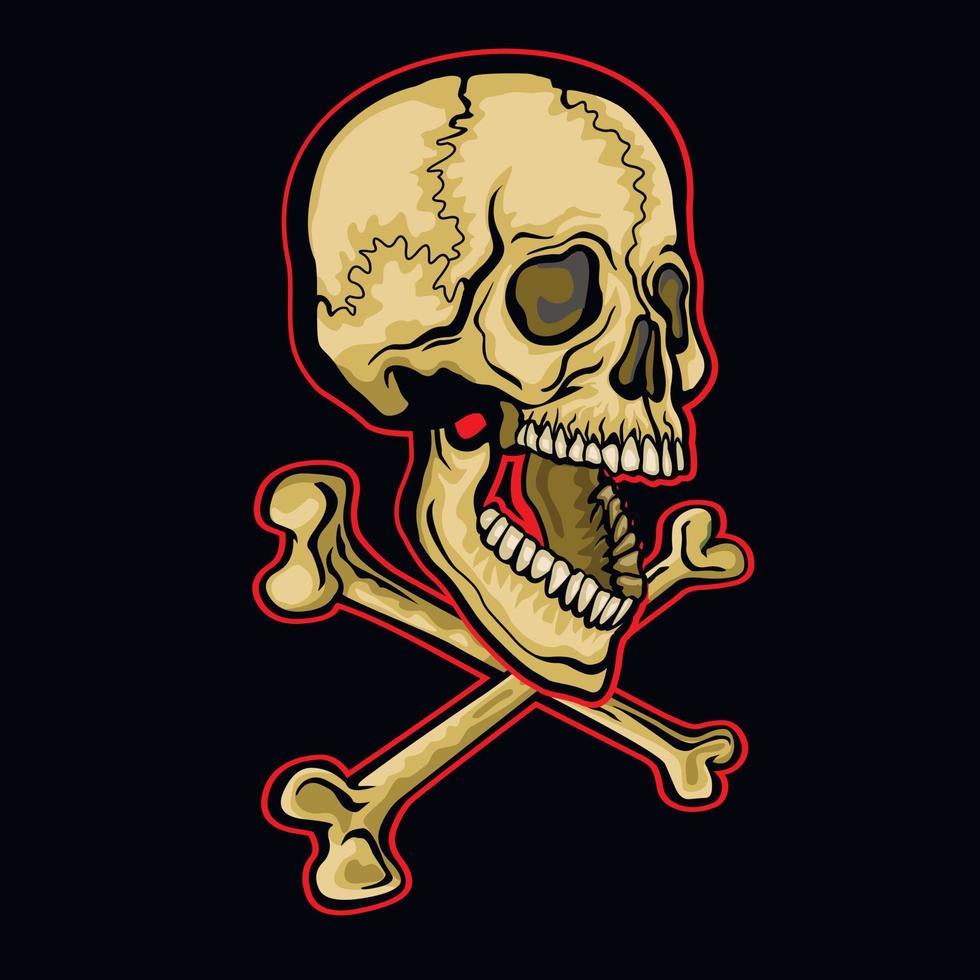 funny skull, grunge vintage design t shirts vector