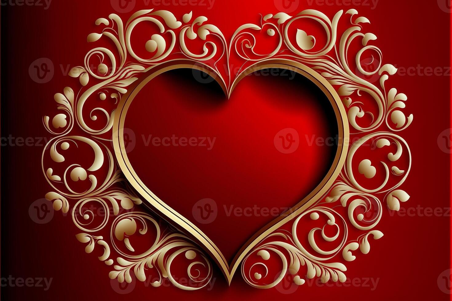 Patterned red hearts on red background valentine's day. photo