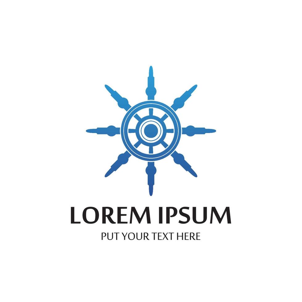 Cruise ship rudder template logo design with ocean waves. vector