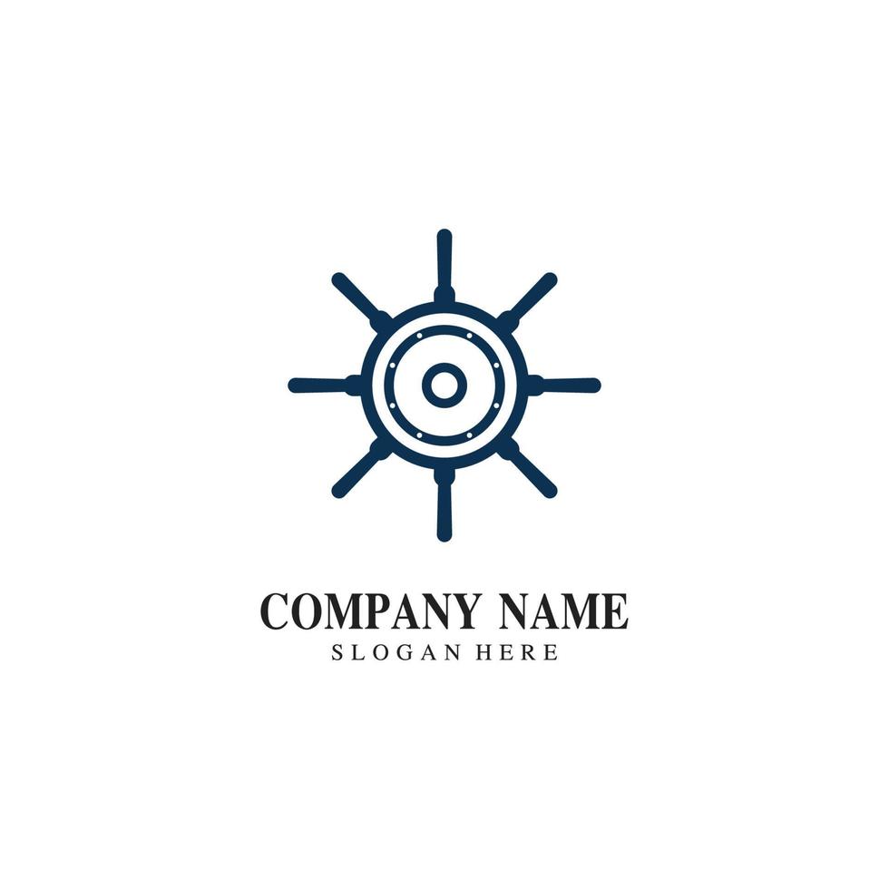 Cruise ship rudder template logo design with ocean waves. vector