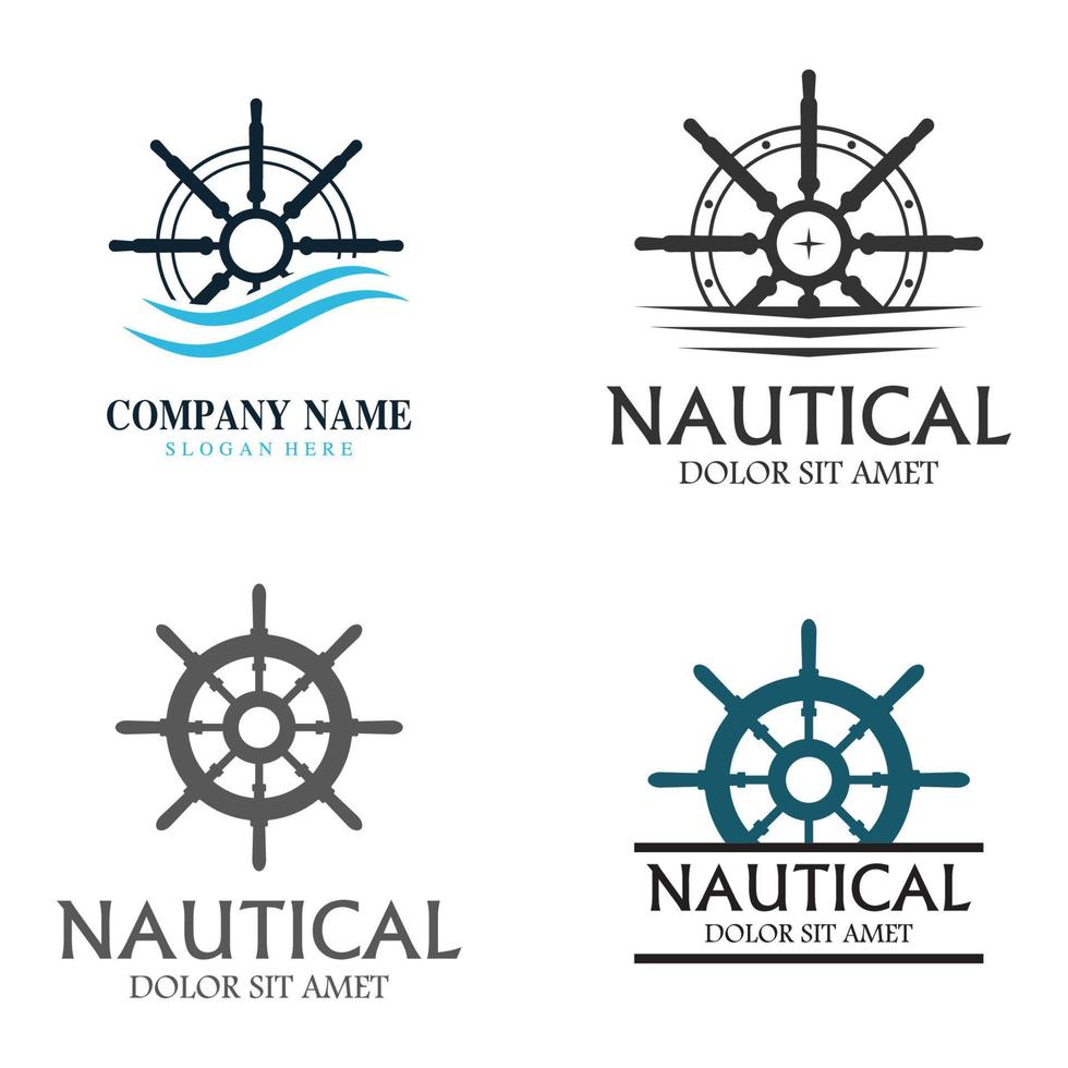 Cruise ship rudder template logo design with ocean waves. vector