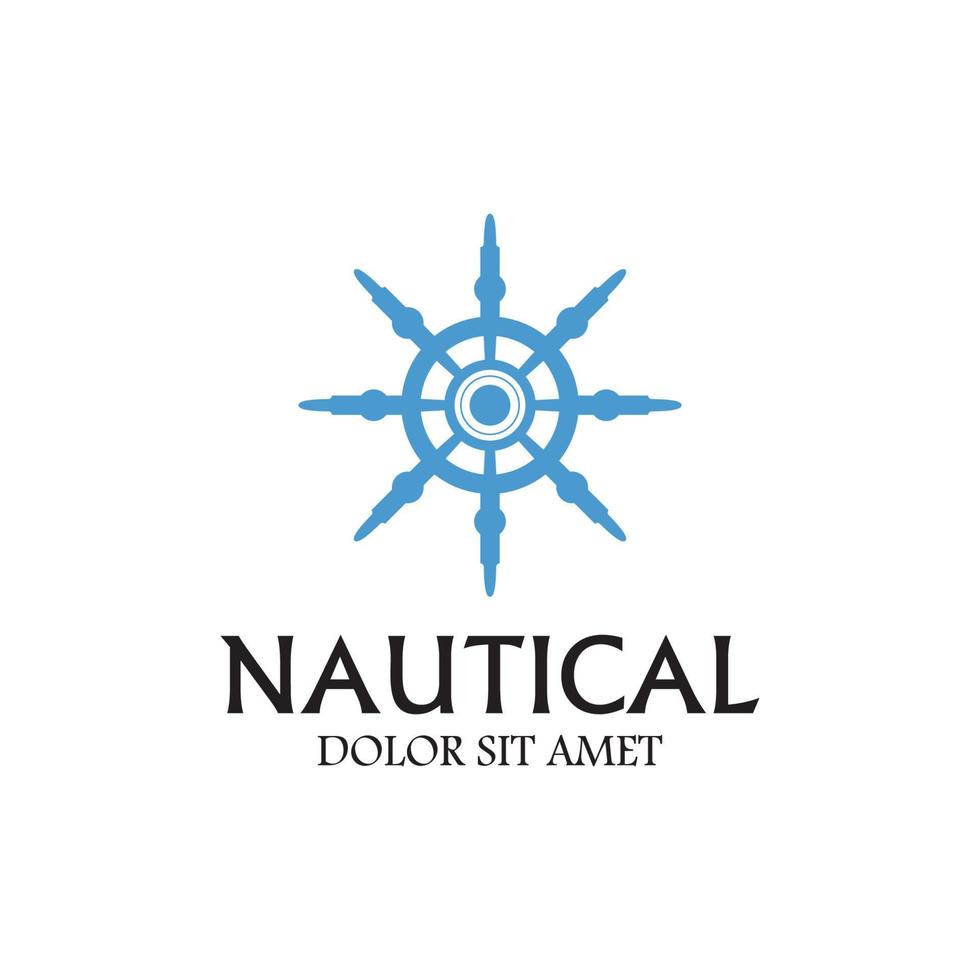 Cruise ship rudder template logo design with ocean waves. vector