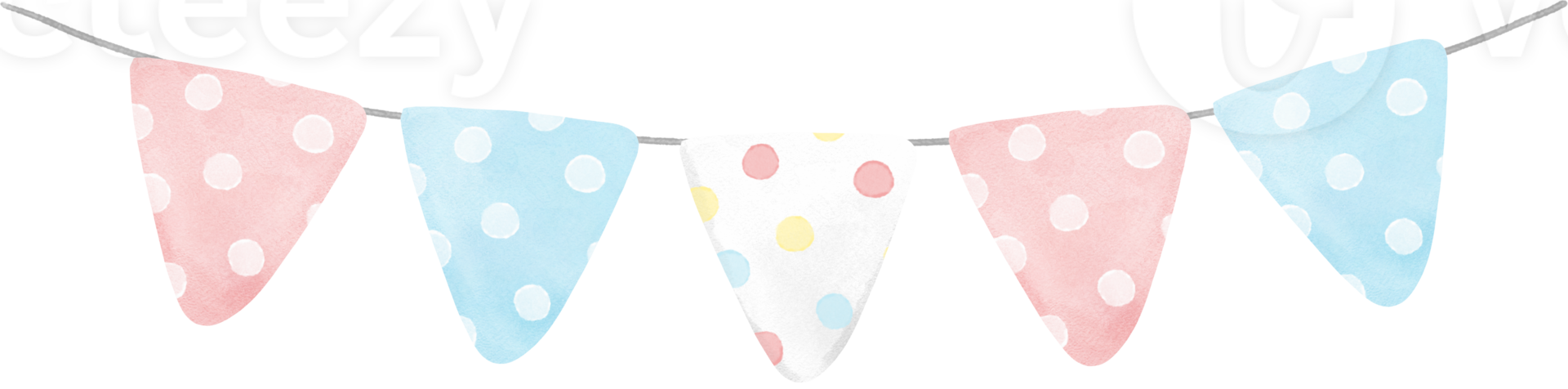 schattig pastel polka dots driehoek vlag waterverf partij slinger banier png