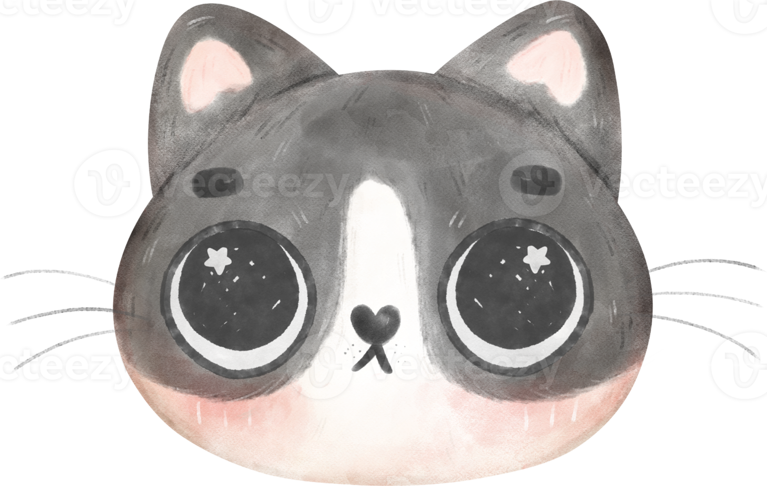 adorable y humorístico caprichoso gatito gato cara retrato pintado en encantador acuarelas png