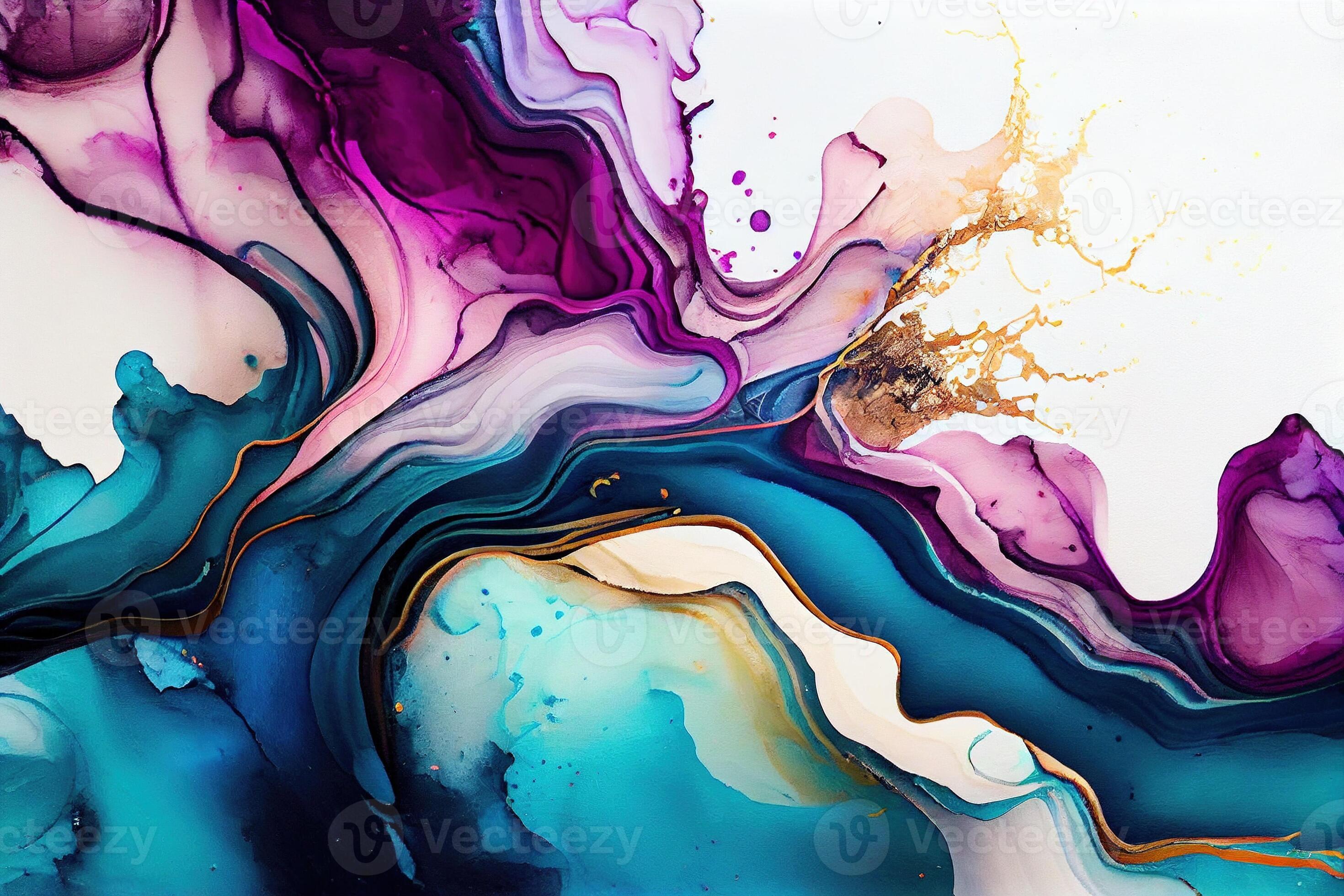 Marble Ink Abstract Art Colorful Background. Painting was painted on