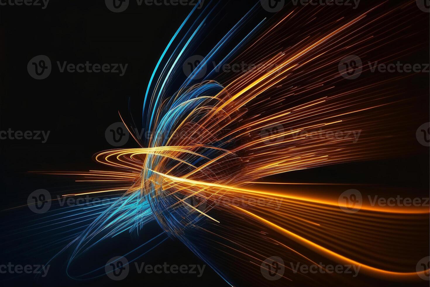 Motion of line speed and power or light trails. High-speed light with curve movement beam. 5G Technology fast and futuristic background. Abstract motion blur. . photo