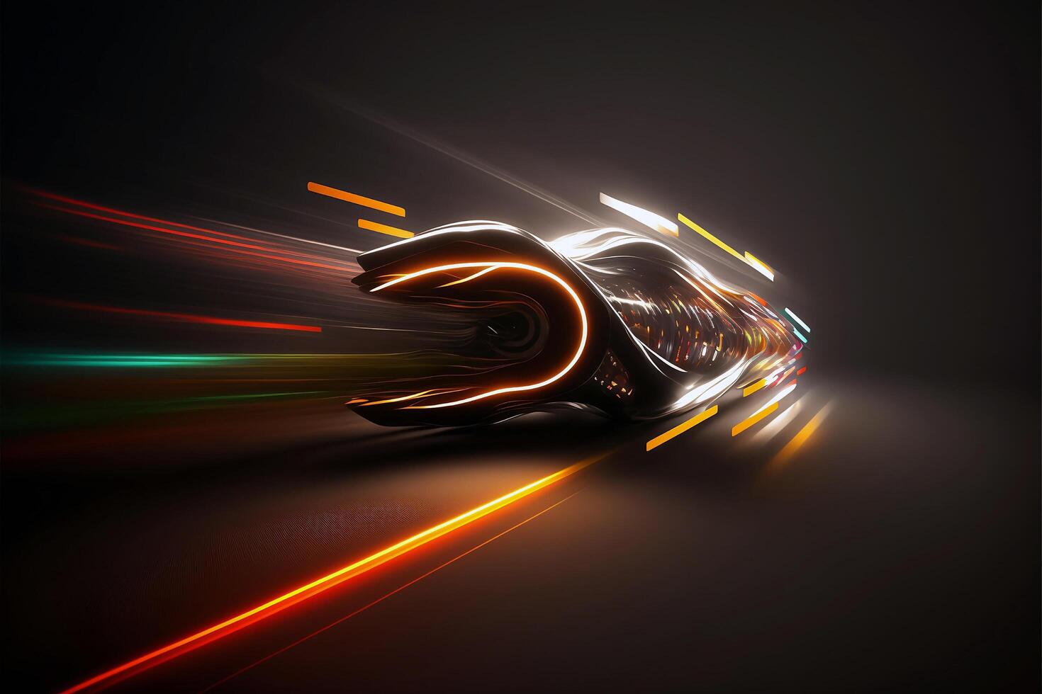 Motion of line speed and power or light trails. Highspeed light with curve movement beam. 5G