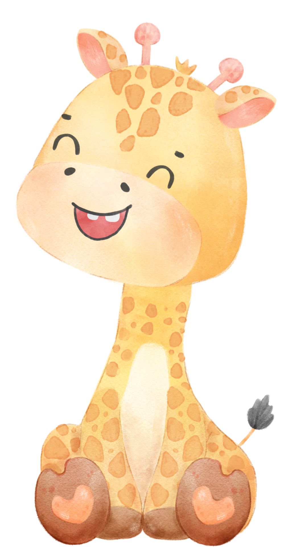 cute watercolour happy baby innocence giraffe wildlife animal cartoon
