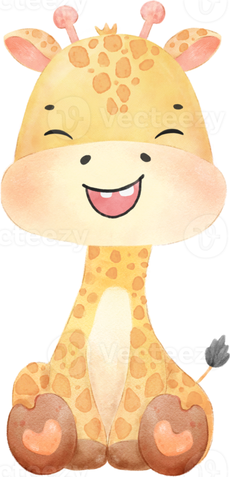 schattig waterverf gelukkig baby onschuld giraffe dieren in het wild dier tekenfilm kinderkamer illustratie png