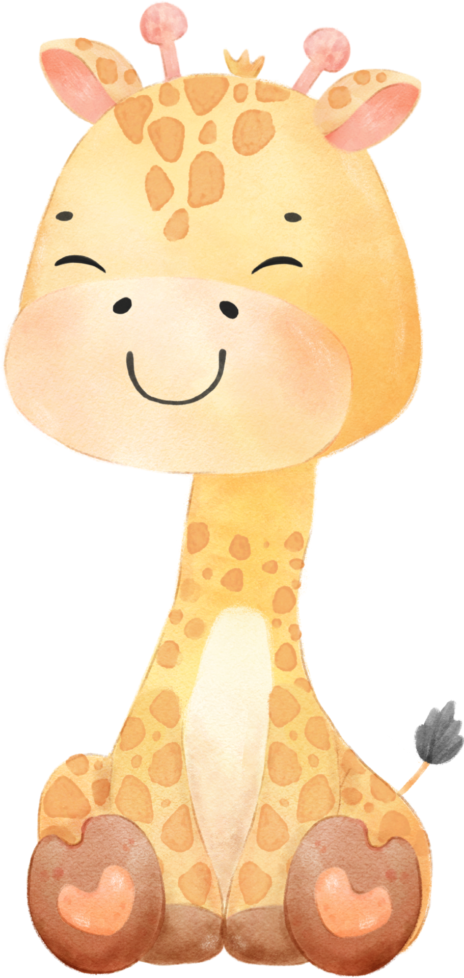 watercolour cute happy baby giraffe animal cartoon hand drawn 22056579 PNG
