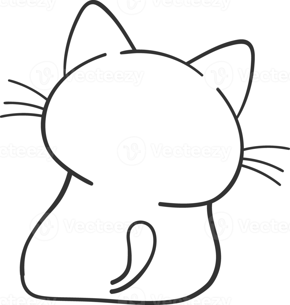 cute funny happy white kitten cat cartoon character doodle drawing png