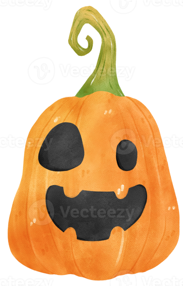 söt vattenfärg halloween höst pumpor med ansikte ristade tecknad serie hand dragen png