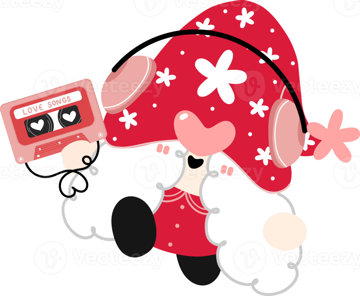 Cute Happy sweet Valentine Gnome cartoon flat graphic design hand drawing png