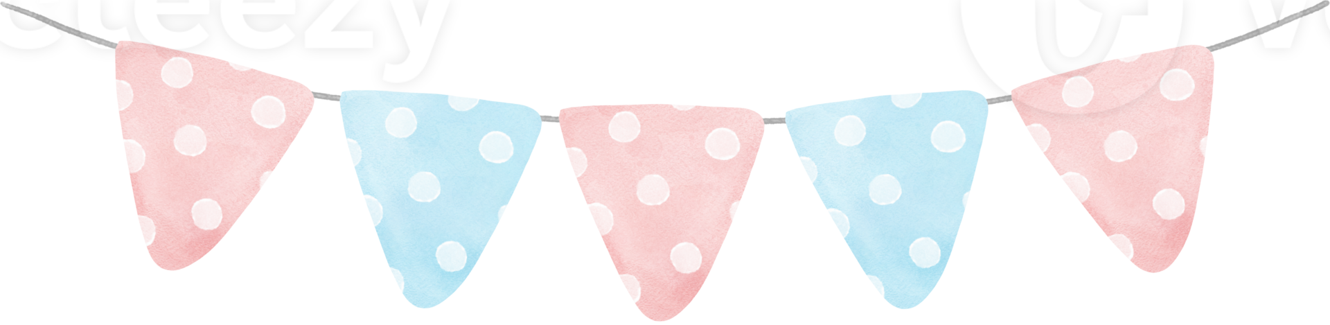 cute pastel polka dots triangle flag watercolour party garland banner png