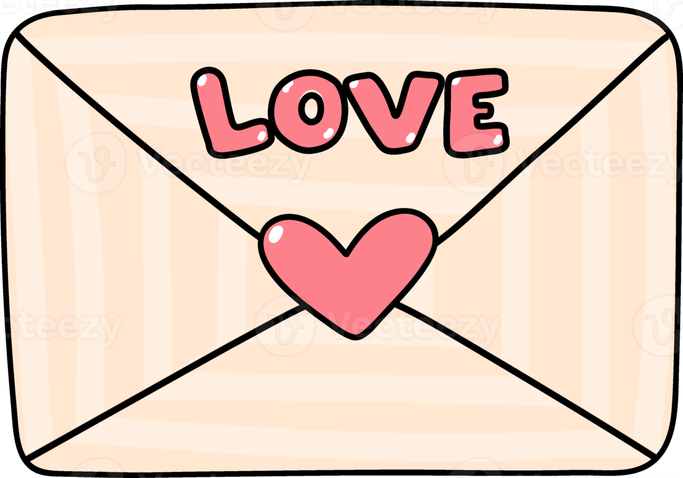 carino dolce amore lettera San Valentino posta cartone animato mano disegno png
