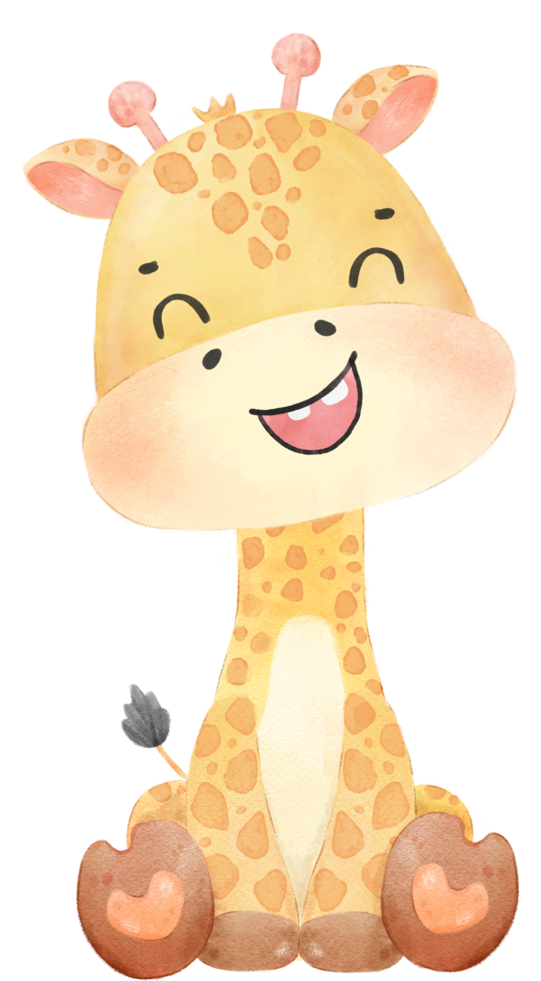 aguarela fofa feliz bebê girafa animal desenho animado mão desenhado