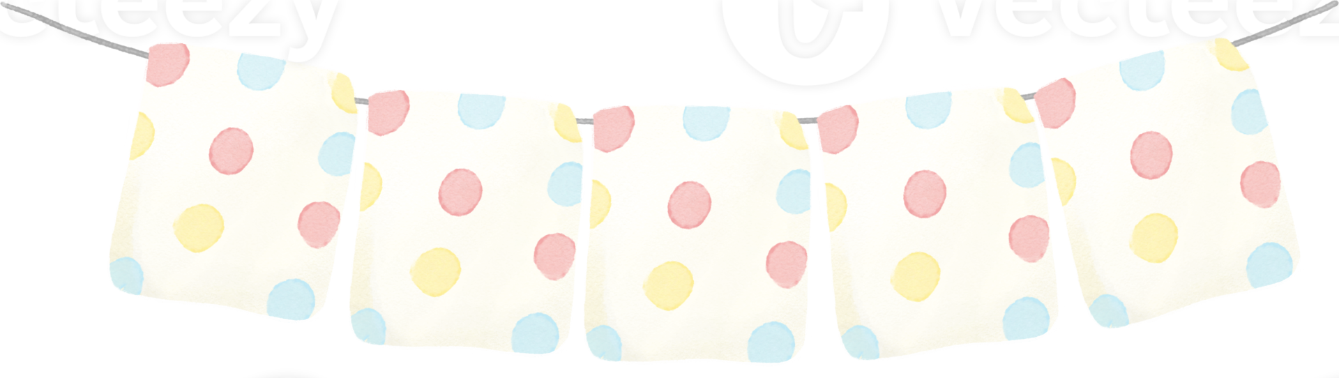 cute pastel polka dots rectangular flag watercolour party garland banner png