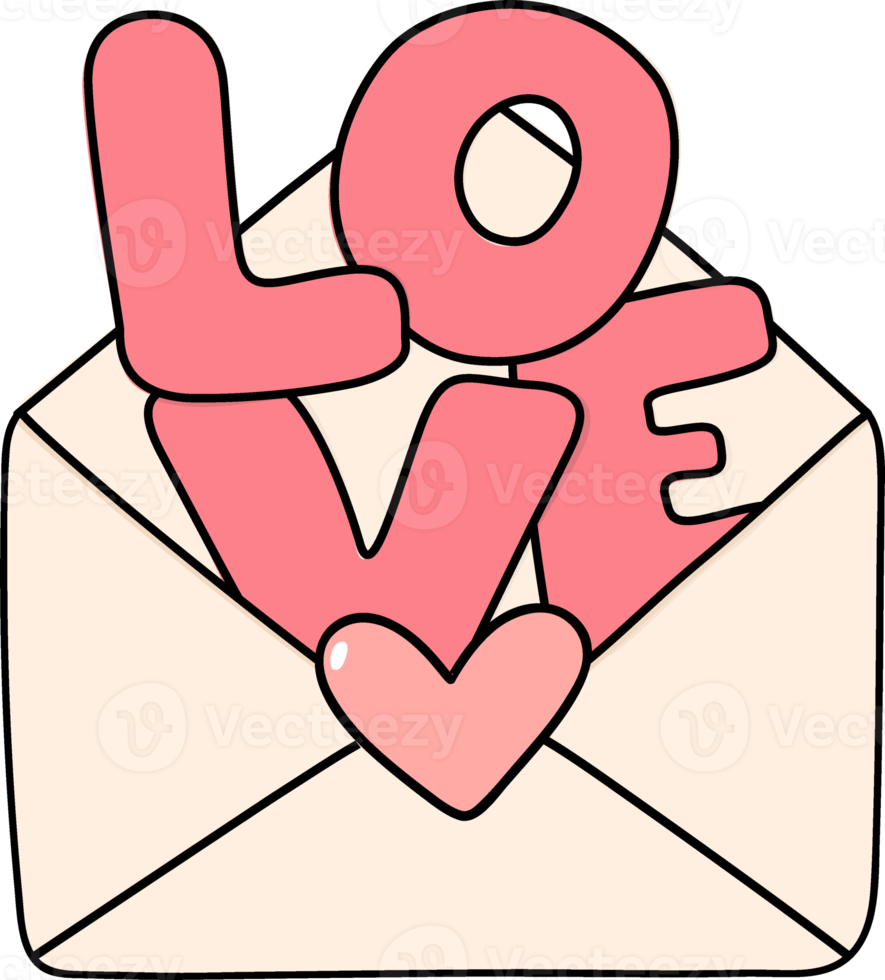 cute sweet  love letter Valentine mail cartoon hand drawing png