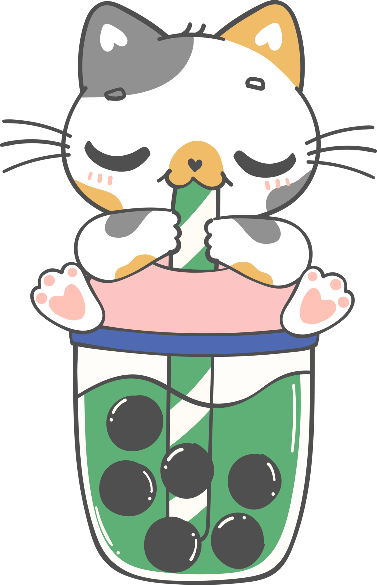 Kawaii Grappig Bubbel Thee Kat Minnaar Schattig Boba Thee Katje kawaii-grappig-bubbel-thee-kat-minnaar-schattig-boba-thee-katje