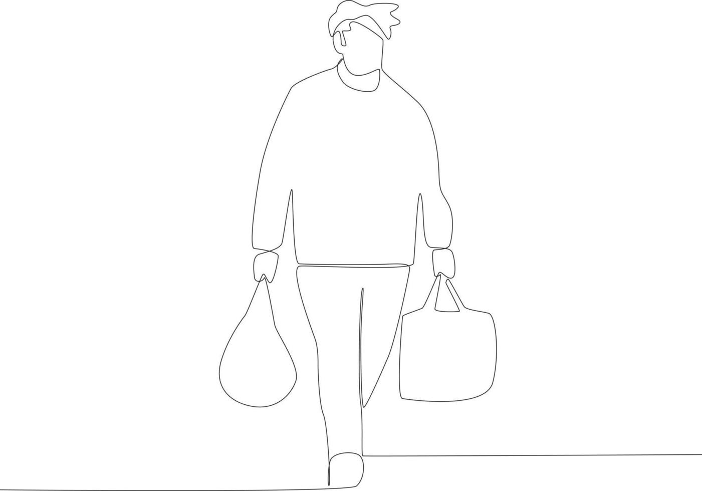 A big man carrying two bundles. vector