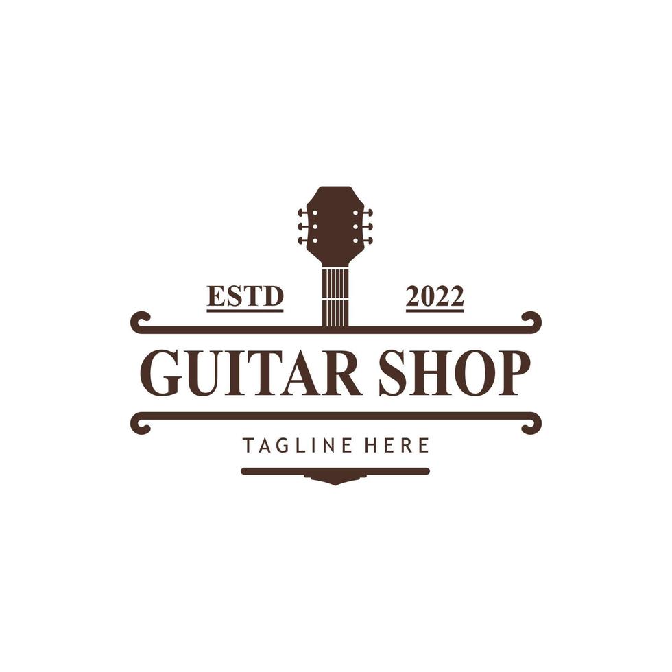 Guitar musical instrument Logo template with simple shape. vector