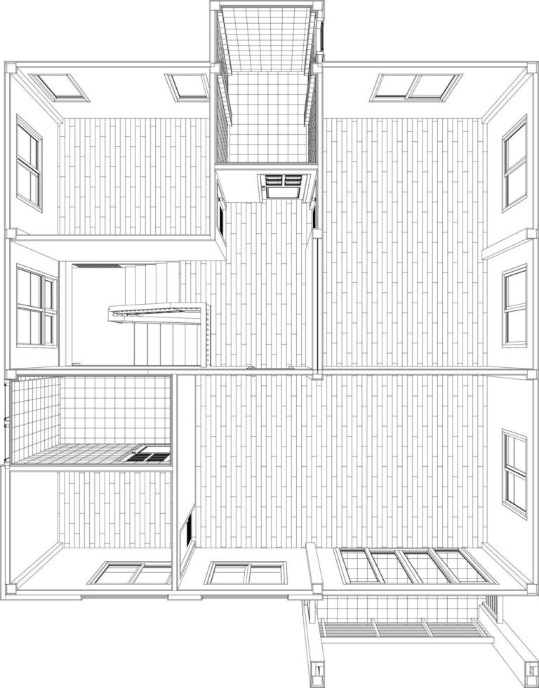 3D illustration of building project vector