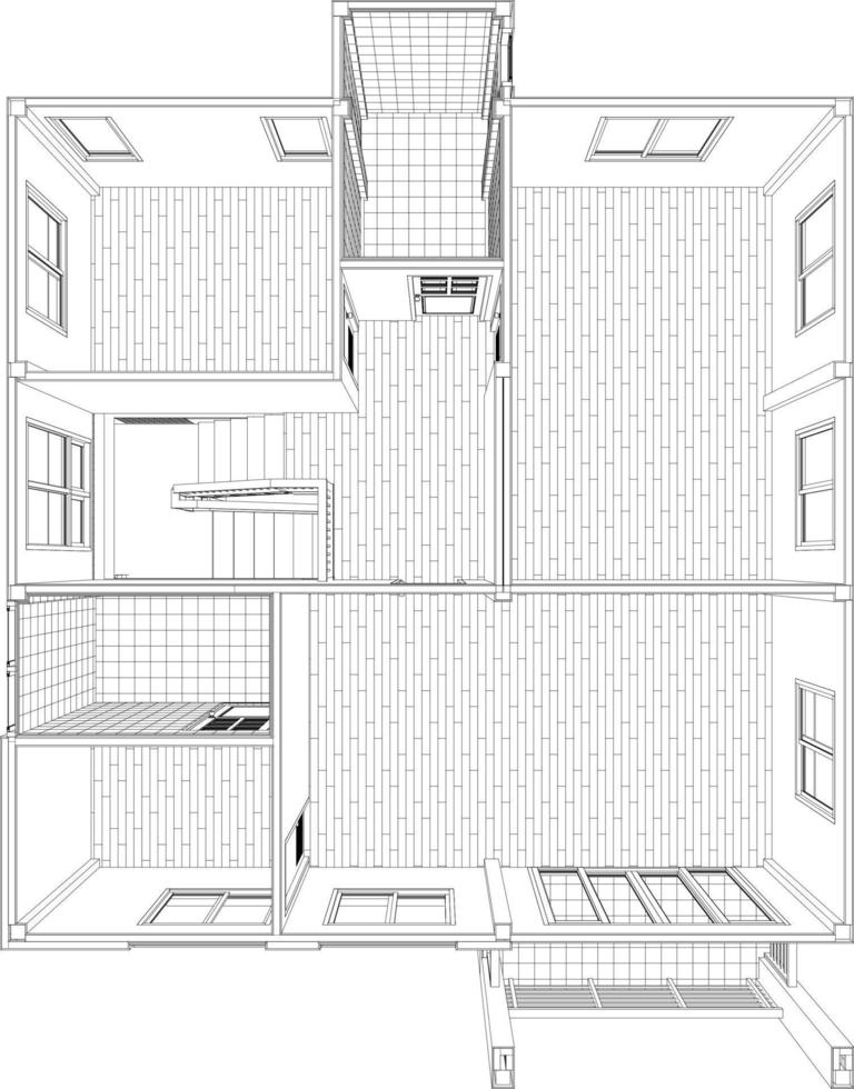 Ilustración 3D del proyecto de construcción vector