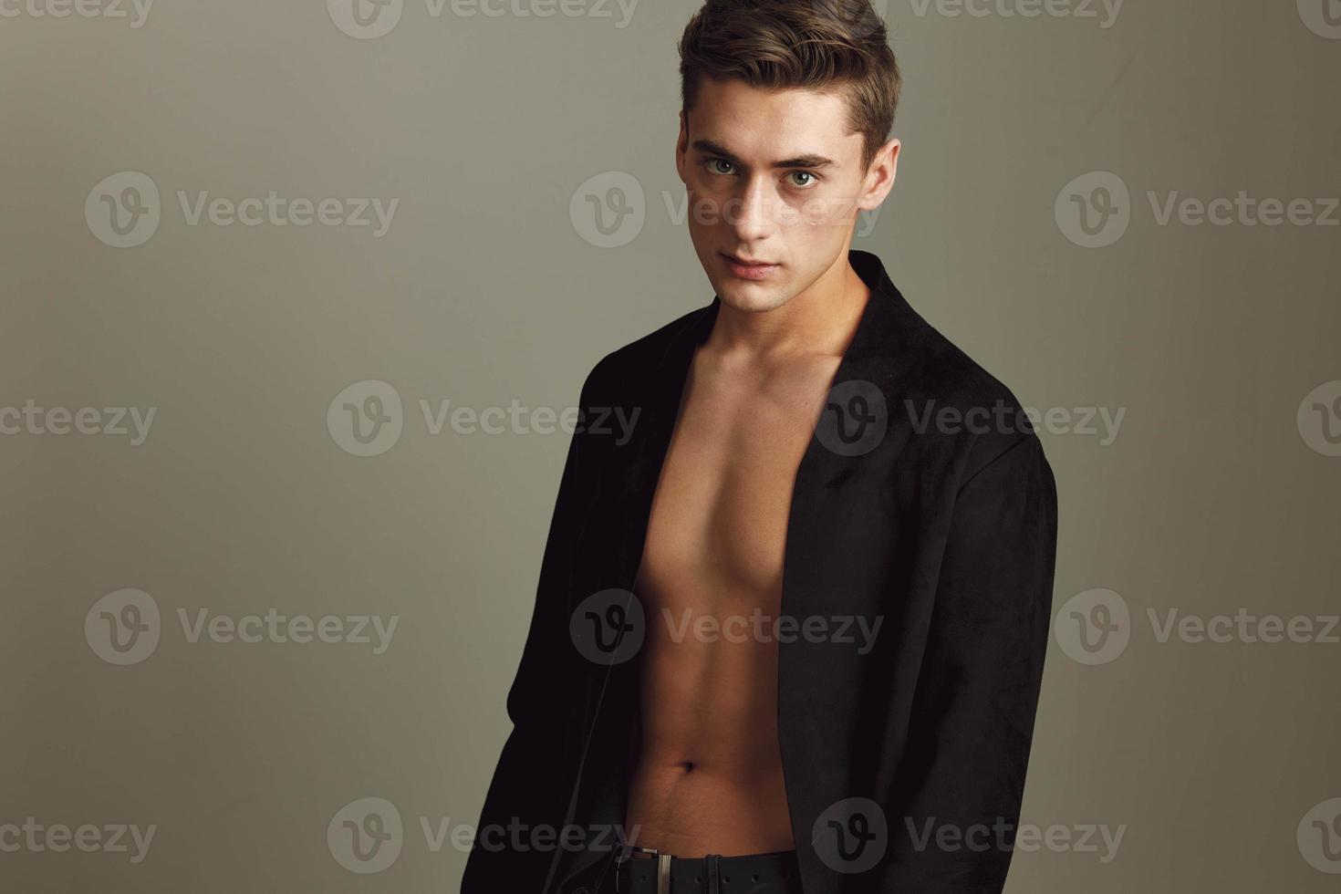 man in unbuttoned shirt posing models portrait close up photo