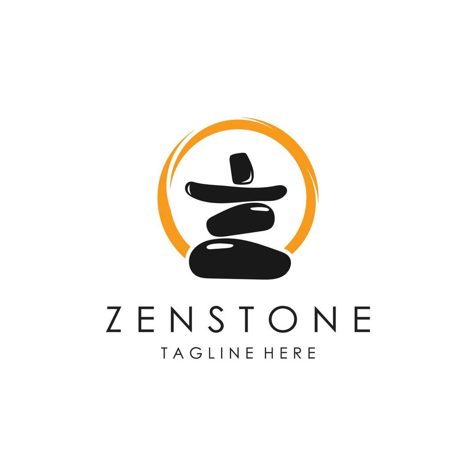 Balanced zen stone logo template vector