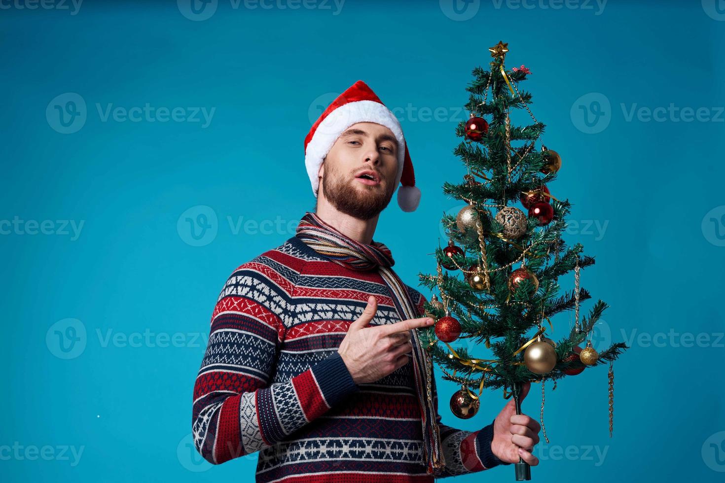 emotional man in a christmas white mockup poster studio posing photo