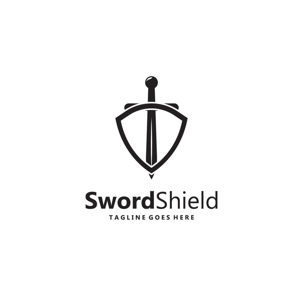 diseño de logotipo de espada y escudo. vector