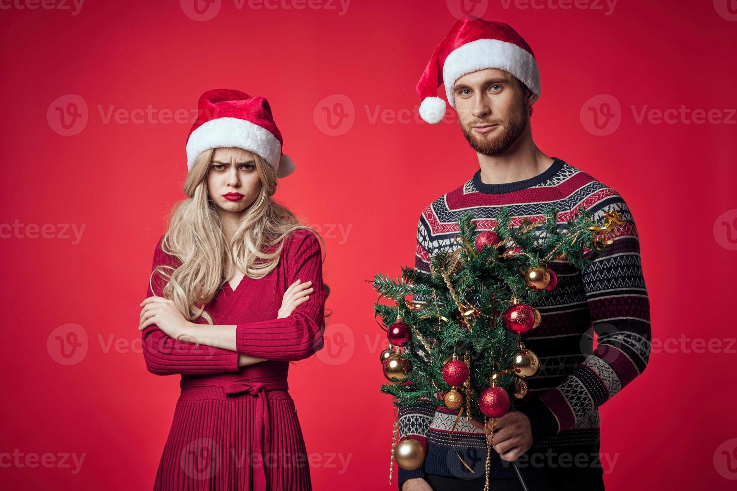 man and woman holiday christmas decoration family romance photo