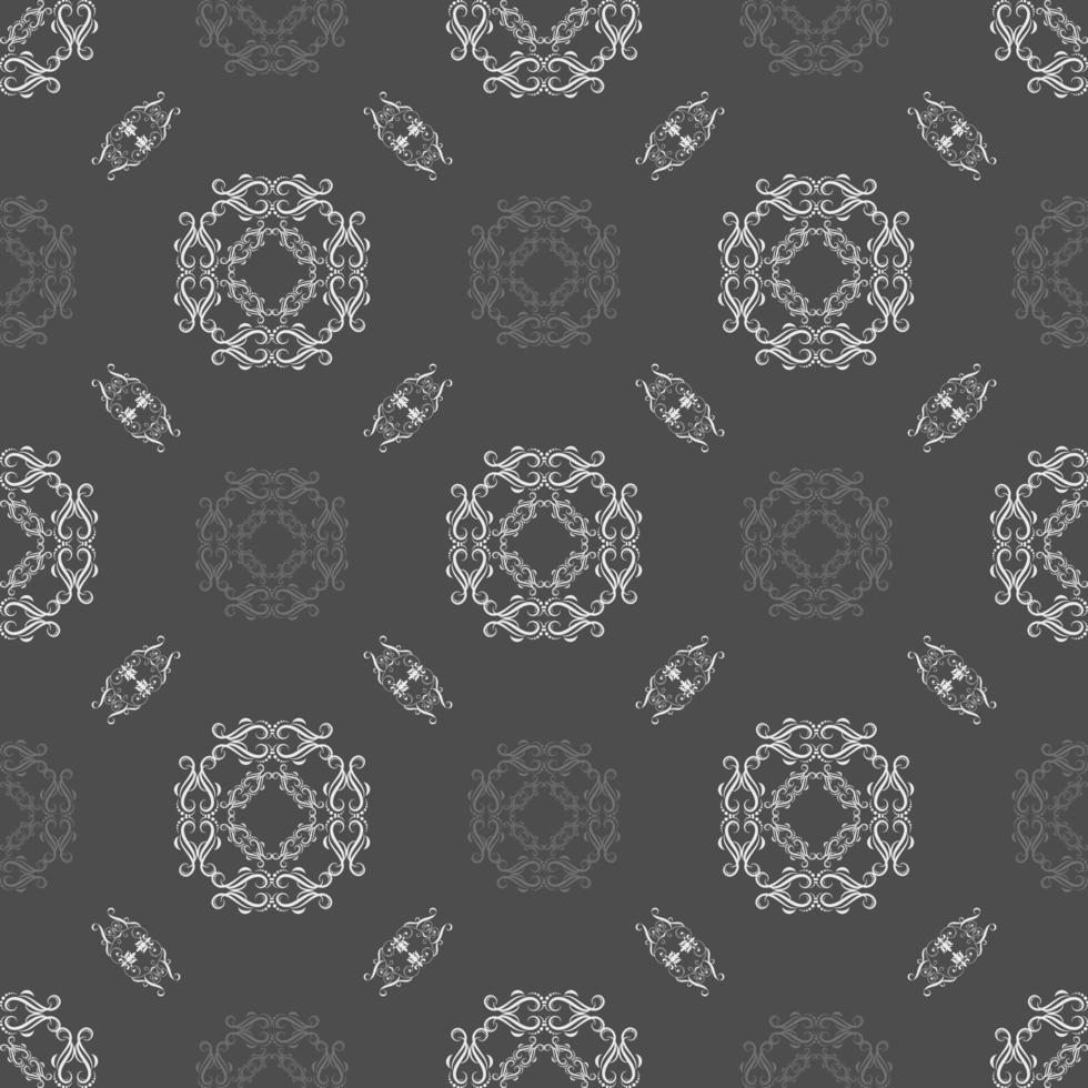 Seamless vector gray pattern ornate decorative leaves in art deco style.