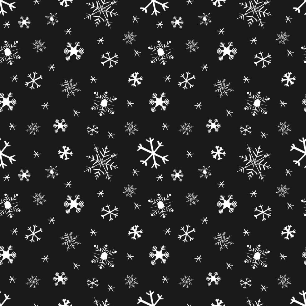 Winter snow flakes doodles seamless pattern. vector