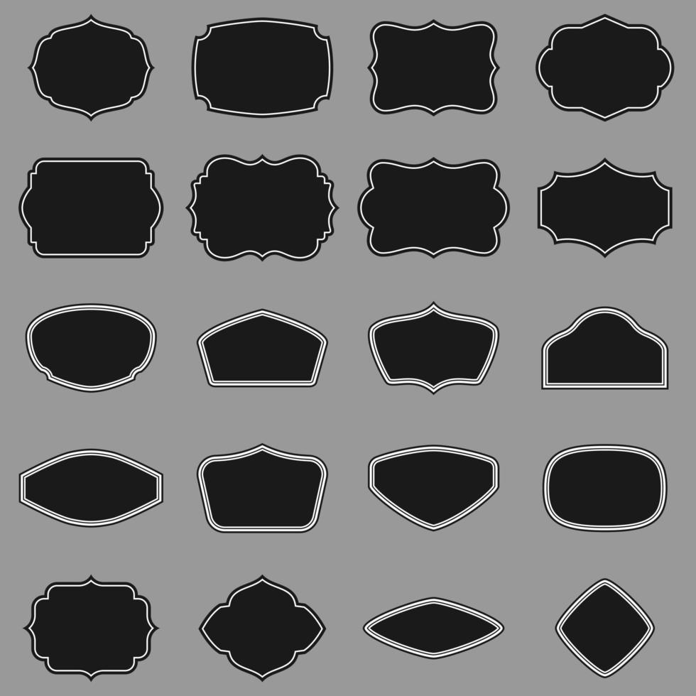 grande conjunto de plano escudos con contornos terminado gris antecedentes. vector