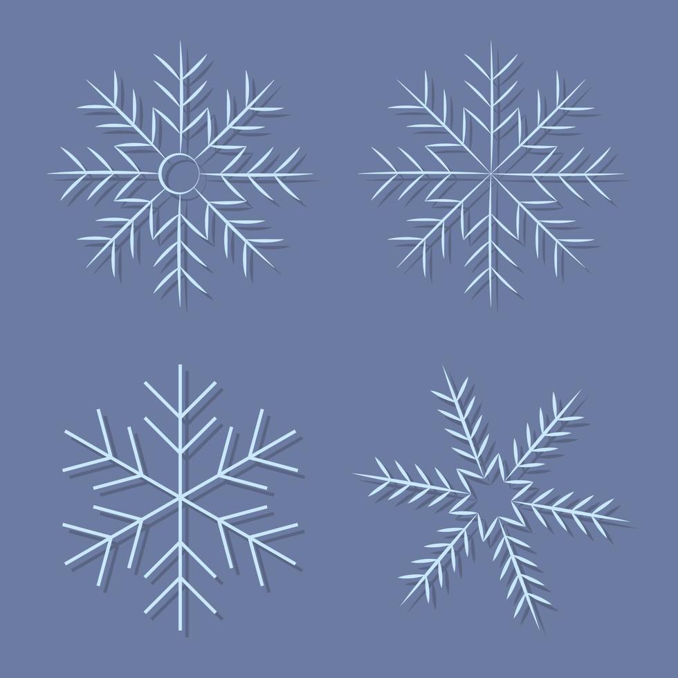 conjunto de iconos de ilustración de vector de copos de nieve, etiquetas.