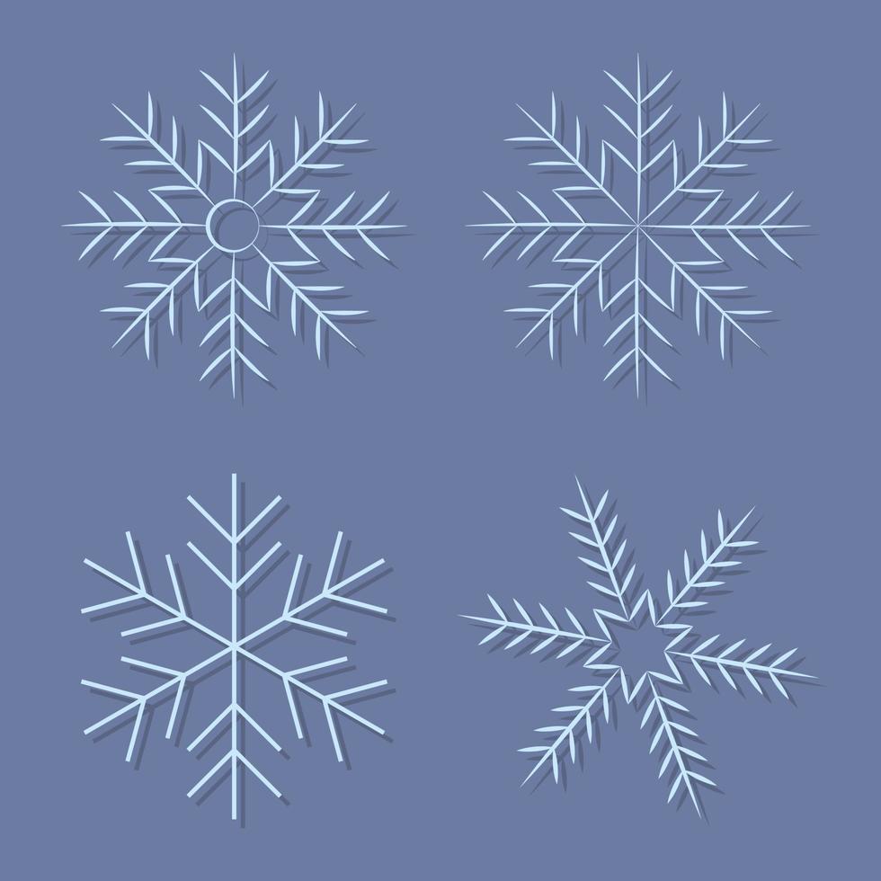 Set of snowflakes vector illustration icons, labels.
